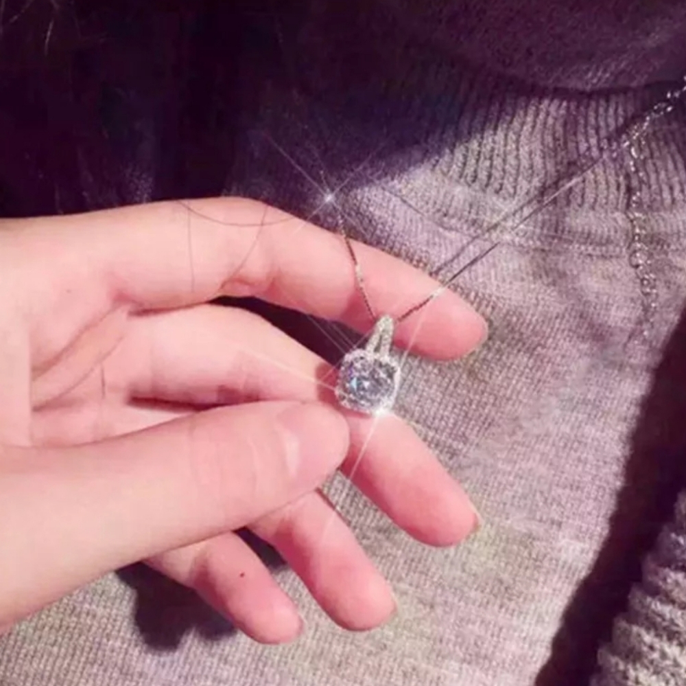 Sparkling Silvertone CZ Rhinestone Necklace - Picture 4 of 6